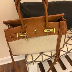 Elegant cognac  and Cream Handbag